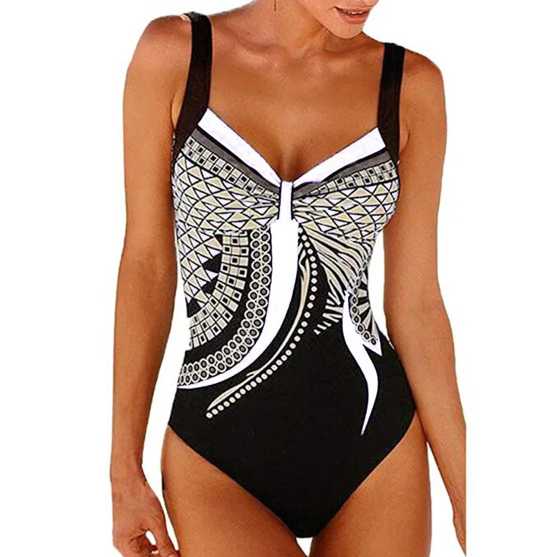 Fato de biquíni sexy para mulheres, maiô de uma peça, roupa de praia push up, monokini, plus size, 2XL, 2024