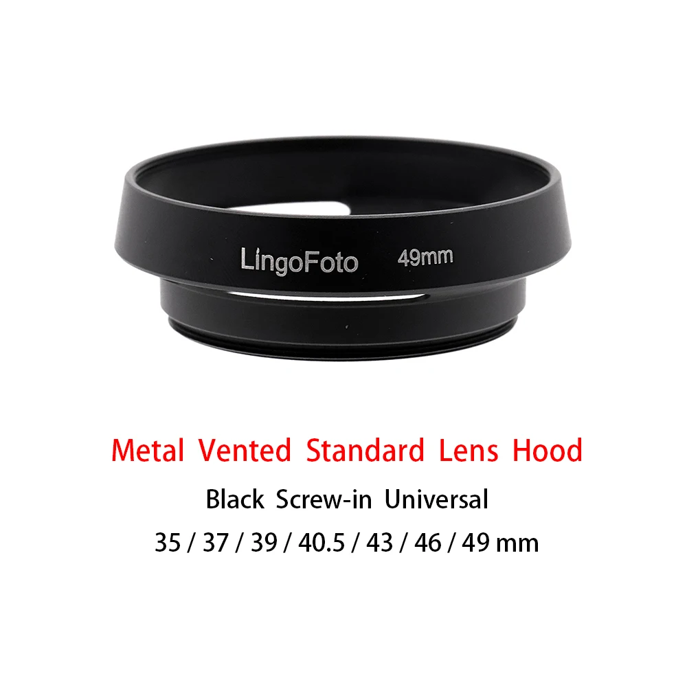 Capucha de lente estándar ventilado, tornillo de Metal, Universal, negro, 35/37/39/40.5/43/46/49mm, accesorio de fotografía para cámara