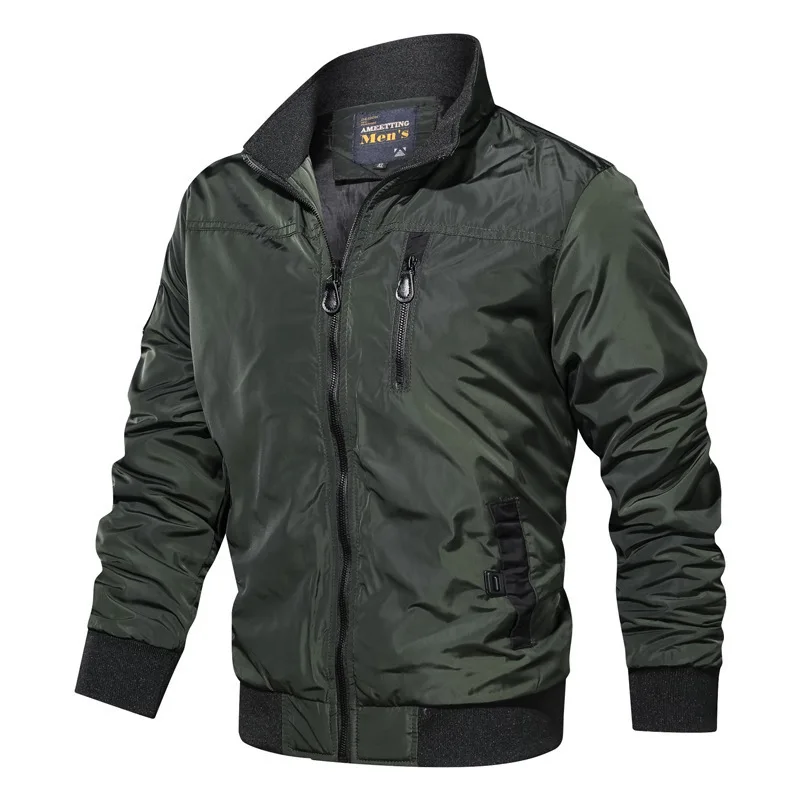 

Nice Military Jacket Men Coats Autumn Bomber Jacket Men Casual Slim Patchwork Windbreaker Jackets Male Outwear Zipper Thick Coat