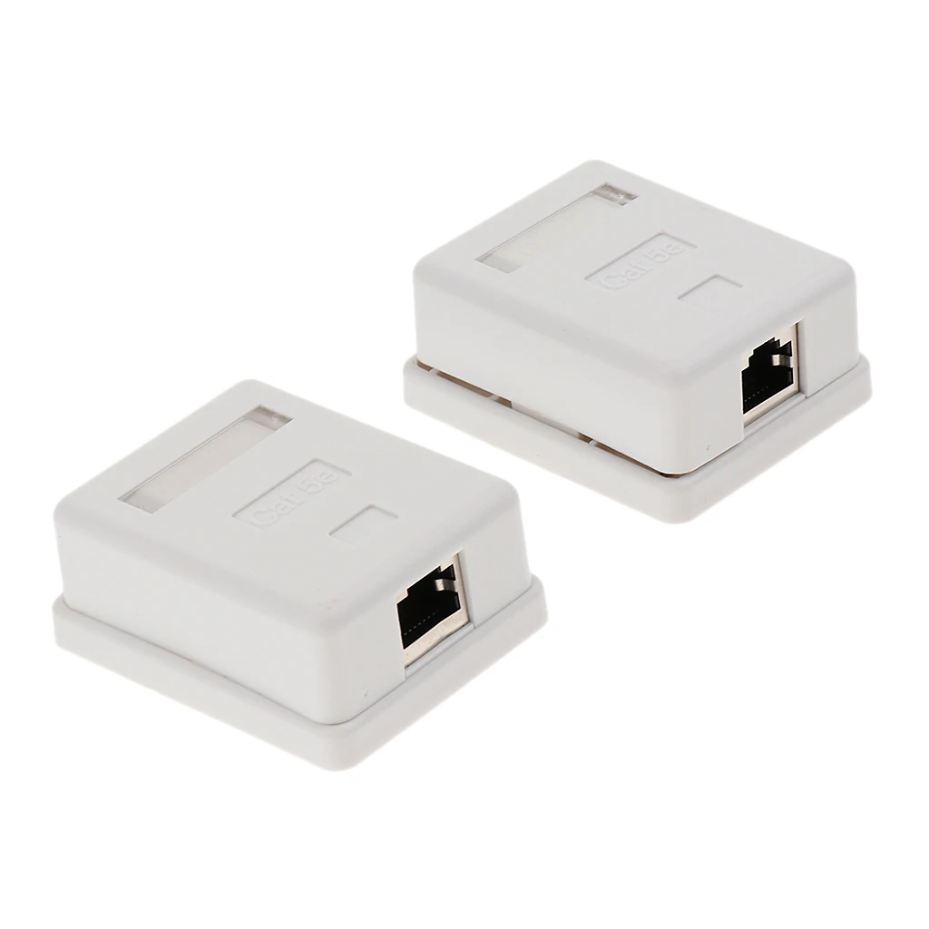 2 Sk.Single Port Cat5e Surface-Mount Box 1x Ethernet Port Cat5e Network / Internet Cable Wall Mount Junction Box