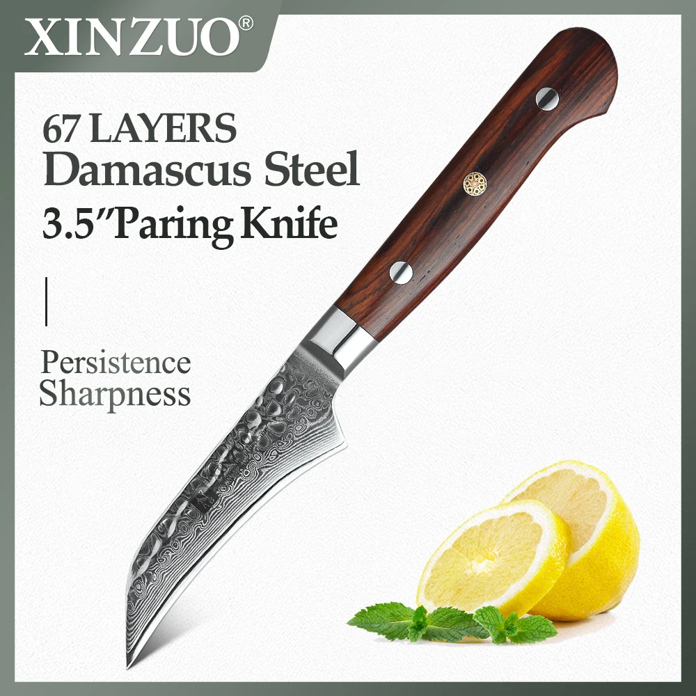 XINZUO 3.5 Inch Paring Knife VG10 Damascus Stainless Steel Kitchen Knife Cutter Tools Very Sharp Peeling Fruit Kitchen Tools