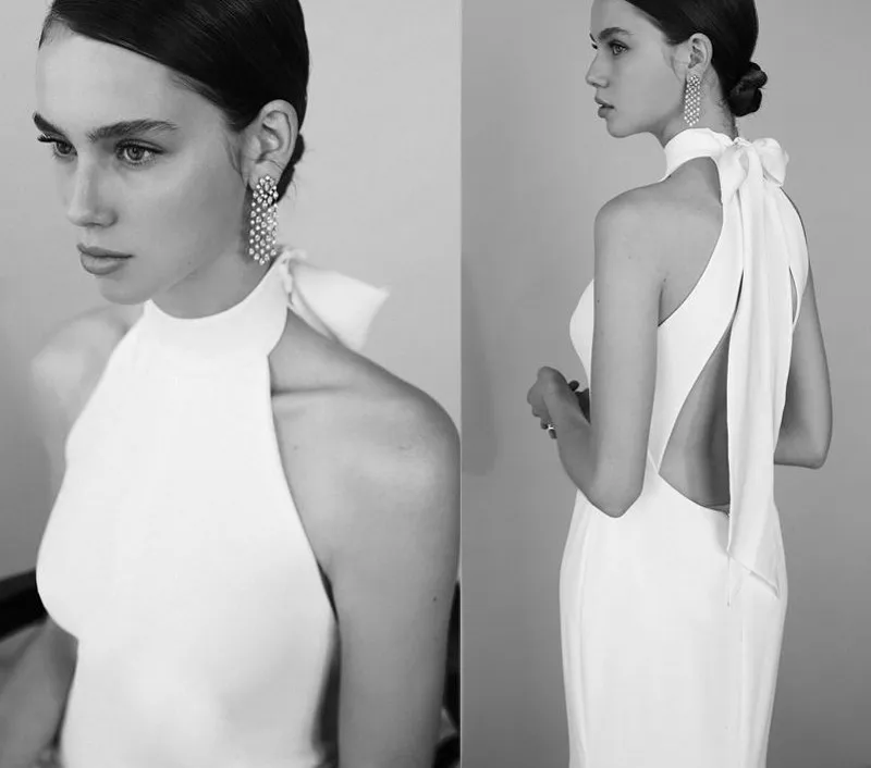 Vestidos De novia bohemios De satén con espalda descubierta para verano, traje De novia Sexy con cuello Halter, novedad De 2024
