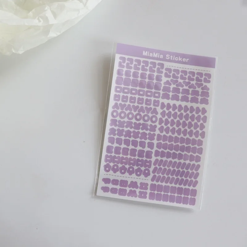 Ins Color Creative Korean Practice Cute Stickers Transparent Bottom Traceless Notebook Stationery Decorative Sticker DIY Collage