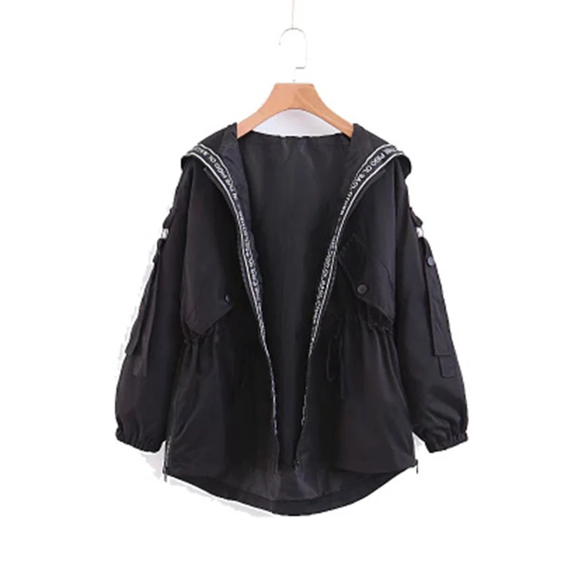 Women\'s hooded windbreaker with drawstring pocket, splicing casual, Large Size, 8XL, 7XL, 6XL, new autumn style.