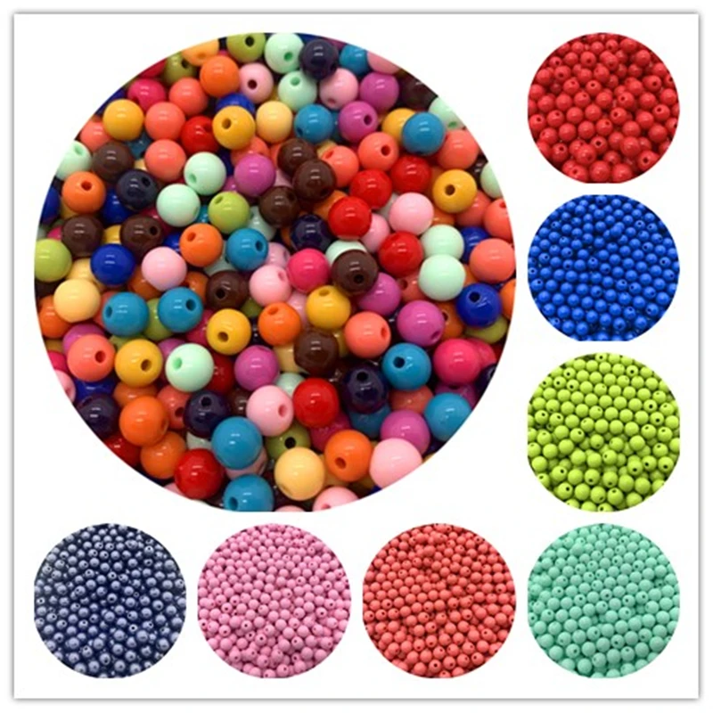 New 8-10-12mm Monochrome Acrylic Round Beads Jewelry Making Beads Loose Bead DIY Jewelry Necklace  Accessory