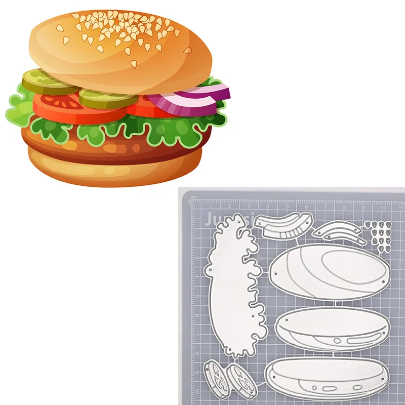 Vegetable Hamburger Metal Cutting Dies New Delicious Food Stencil for DIY Scrapbooking Card Craft Decor