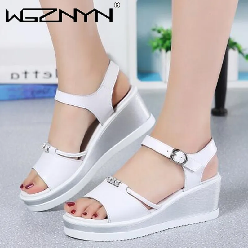 Women Sandals 2023 Summer Fish Mouthcasual Open Toe Shoes Rhinestone Flat Flip Flop High Heels Beach Platform Women\'s Sandals