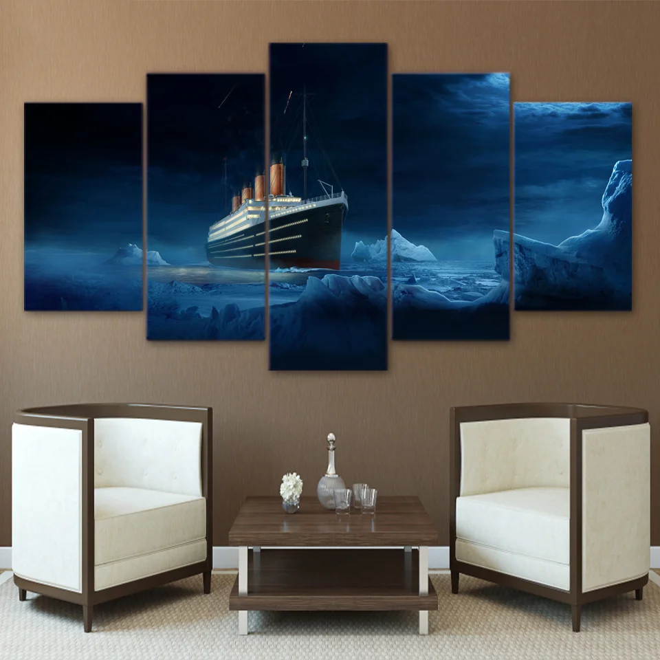 

Wall Art Canvas Painting HD Printed Modular Picture 5 Panel Titanic Iceberg Movie Frame Poster For Living Room Home Decor