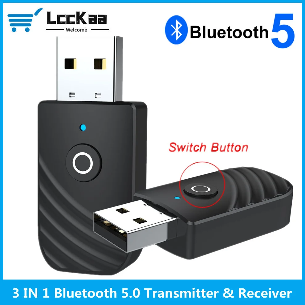 

LccKaa 3 In 1 Bluetooth 5.0 Audio Receiver Transmitter 2 in 1 USB Computer TV Adapter Car Dual Output For Speakers Headphones