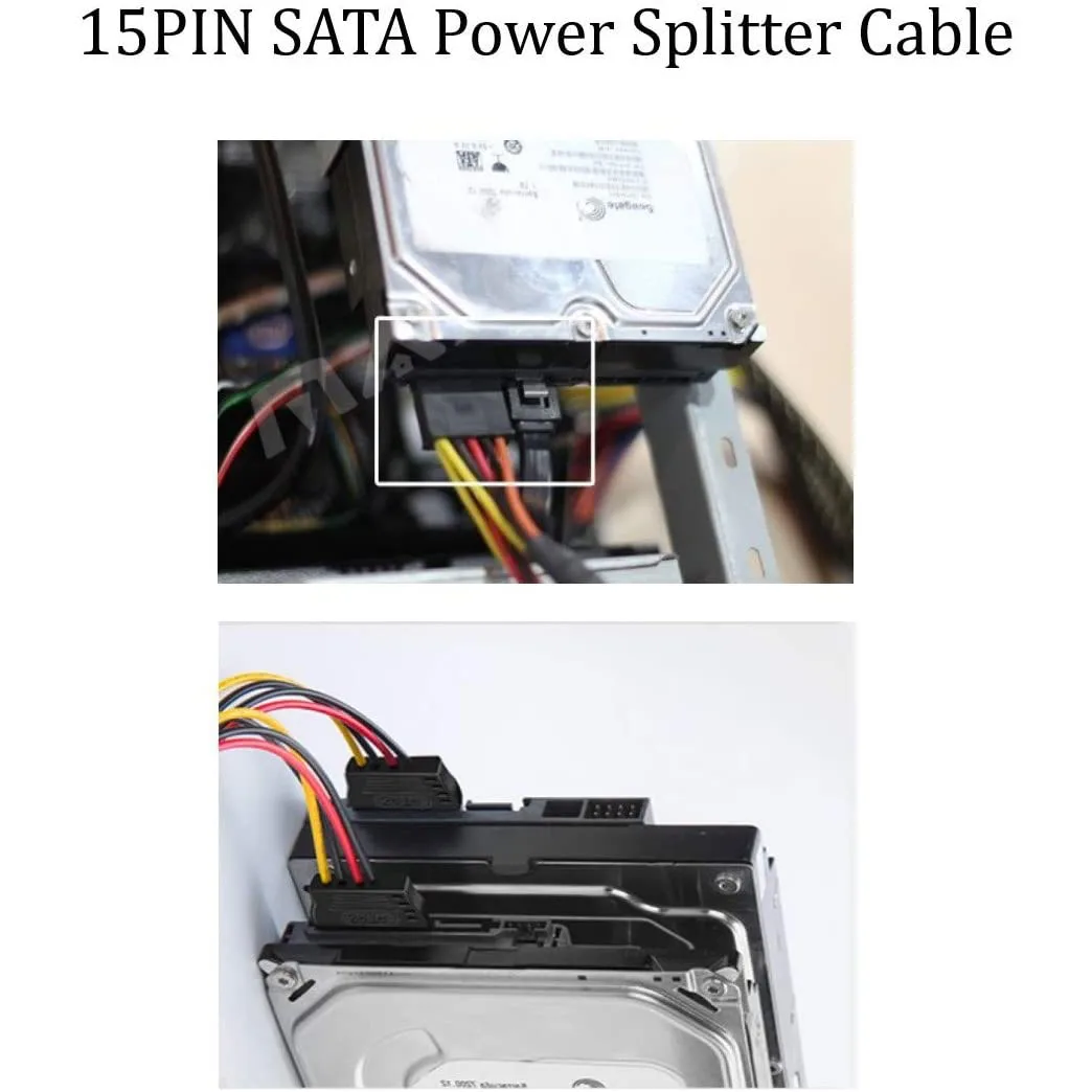 5 قطعة 4 دبوس موليكس إلى 2 × 15 دبوس SATA Power Y-محول كابلات لـ IDE 8 بوصة