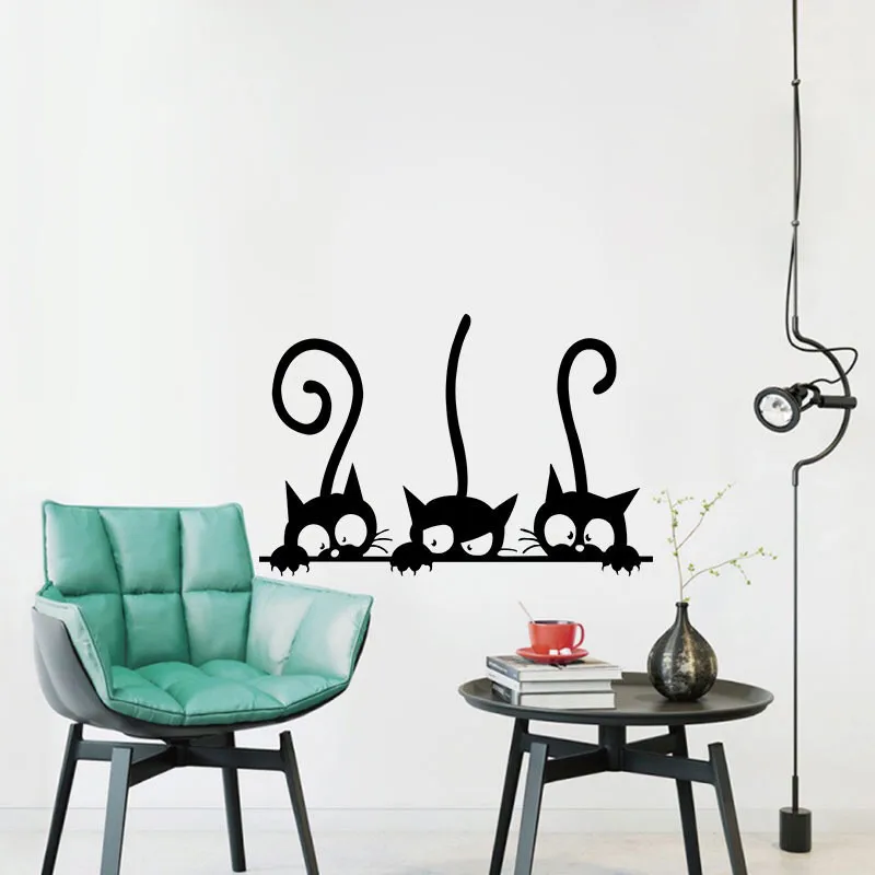 Removable Three Black Cat Wall Stickers Art Decal Mural Diy Kids Bedroom Decor