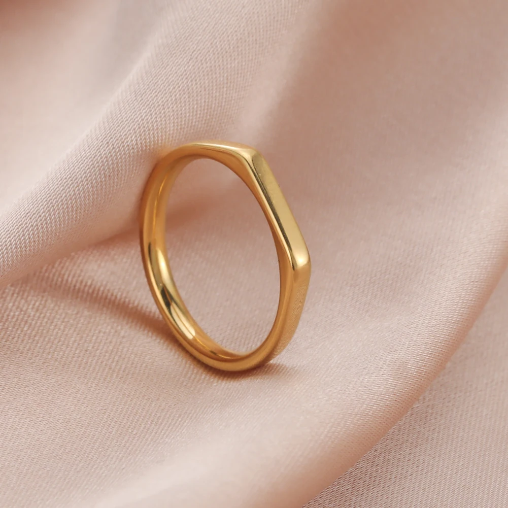Cooltime Mode Einfacher Paar Ring für Frauen Männer Minimalistischer Goldfarbener Fingerring Liebespaar Hochzeit Verlobungsgeschenk Schmuck – Detail 8