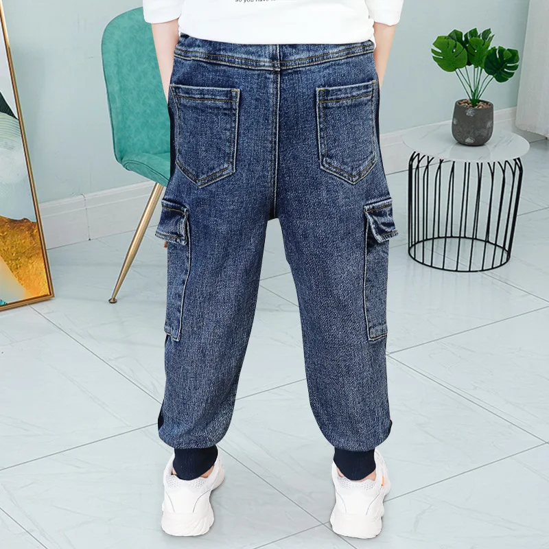 Teenage Boys Pants New Year Kids Boy Patchwork Jeans Trousers Fashion Children's Cotton Loose Denim Jogger Pants Toddler 8 To 12