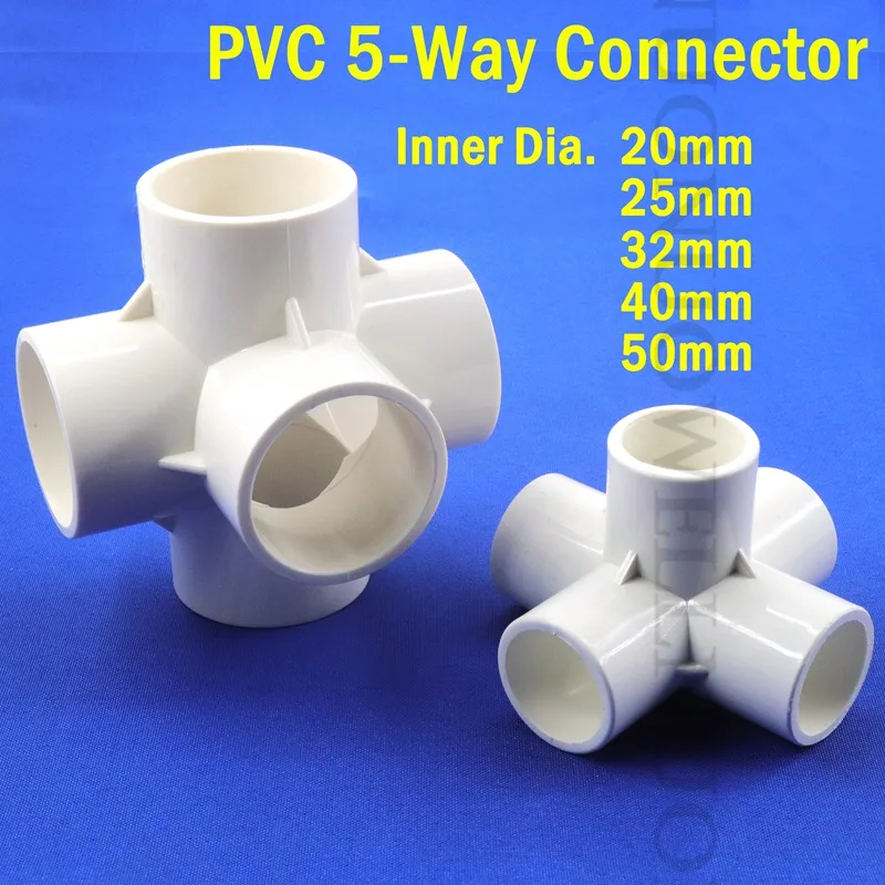 2~20pcs I.D 20~50mm PVC Pipe Connector Three-Dimensional 5 Way Joint Aquarium Fish Tank Accessories Hydroponic Frame DIY Tools