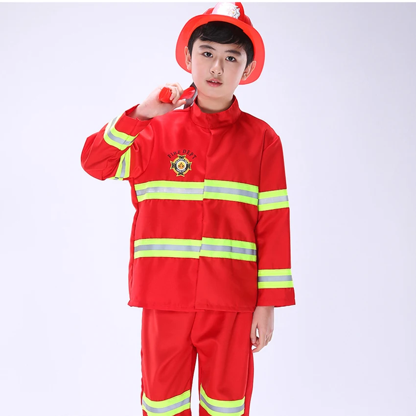 Kids Firefighter Costumes Baby Boys Clothing Set Halloween Party Cosplay Roleplay Fireman Costumes for Teenager Boys with Belt image 5