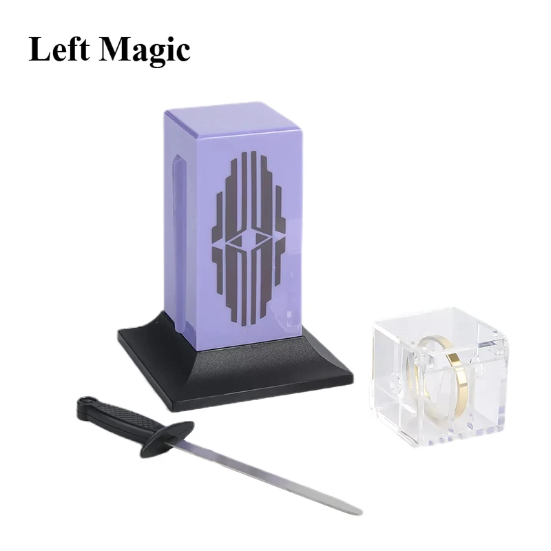 Tenyo Sword Through Ring Inside Casket (Crystal Cleaver) Magic Tricks Penetrating Sword Thru Magic Props Gimmick Accessories Toy