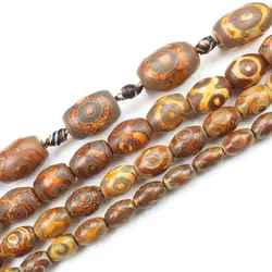 8-20mm Brown Antique Tibet Dzi agates 3eyes Drum shape Beads,For DIY Necklace Bracelat Jewelry Making !