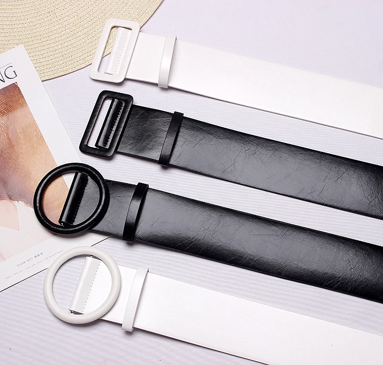Kleidung zubehör 2020 Neue Frauen Großen Ring Breite Leder Gürtel Für Top Qualität Strap Jeans Feminine Frau Runde Schnalle Gürtel – Detail 9
