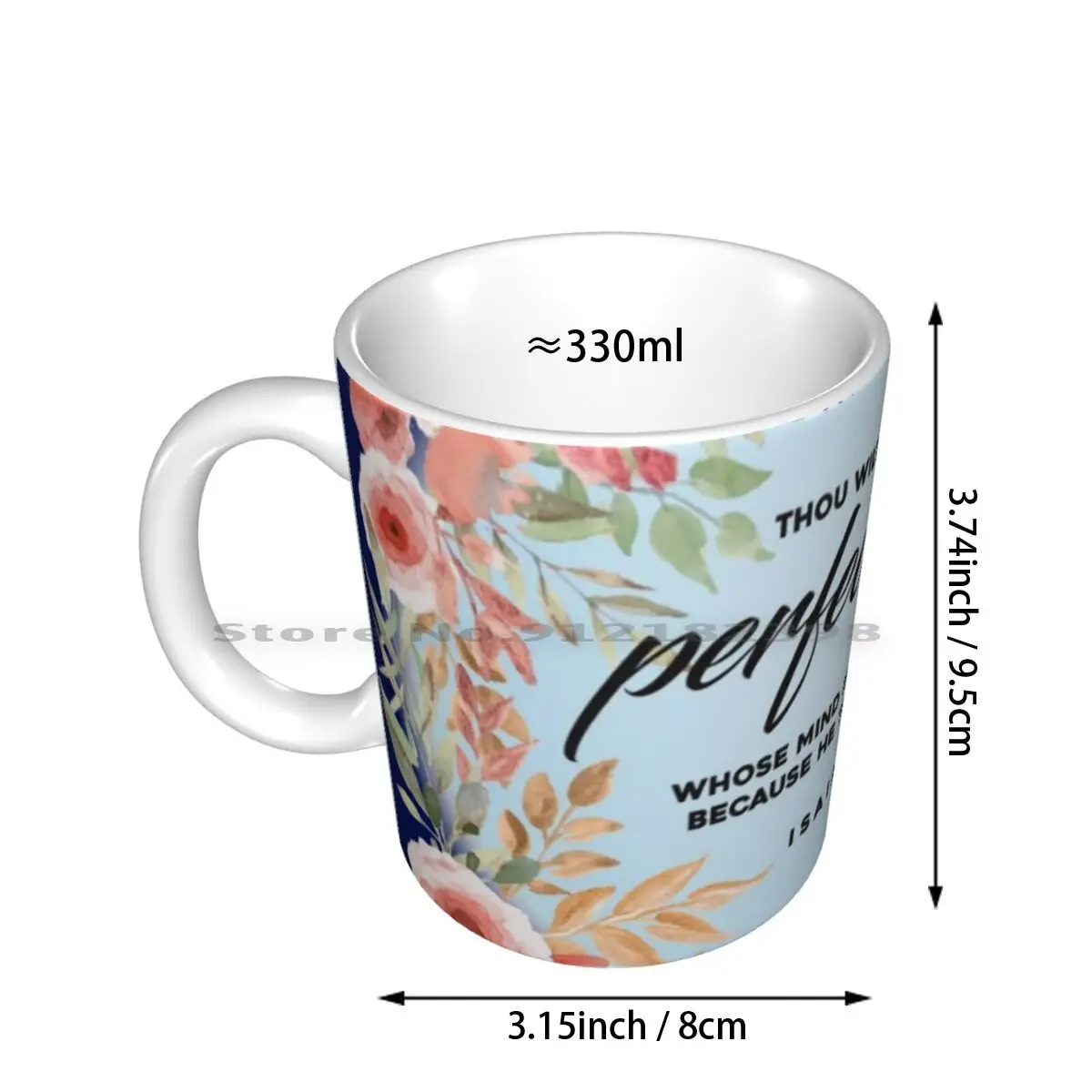 Perfect Peace Christian Bible Verse Isaiah 26 : 3 Ceramic Mugs Coffee Cups Milk Tea Mug Bible Verse Holy Perfect Peace Mind