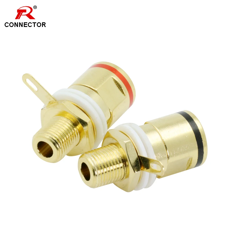 1Pair Brass with Gold Plated Binding Post HIFI Cable Terminals Connector, for HIFI Speaker Amplifier, Match 4MM Banana Plug