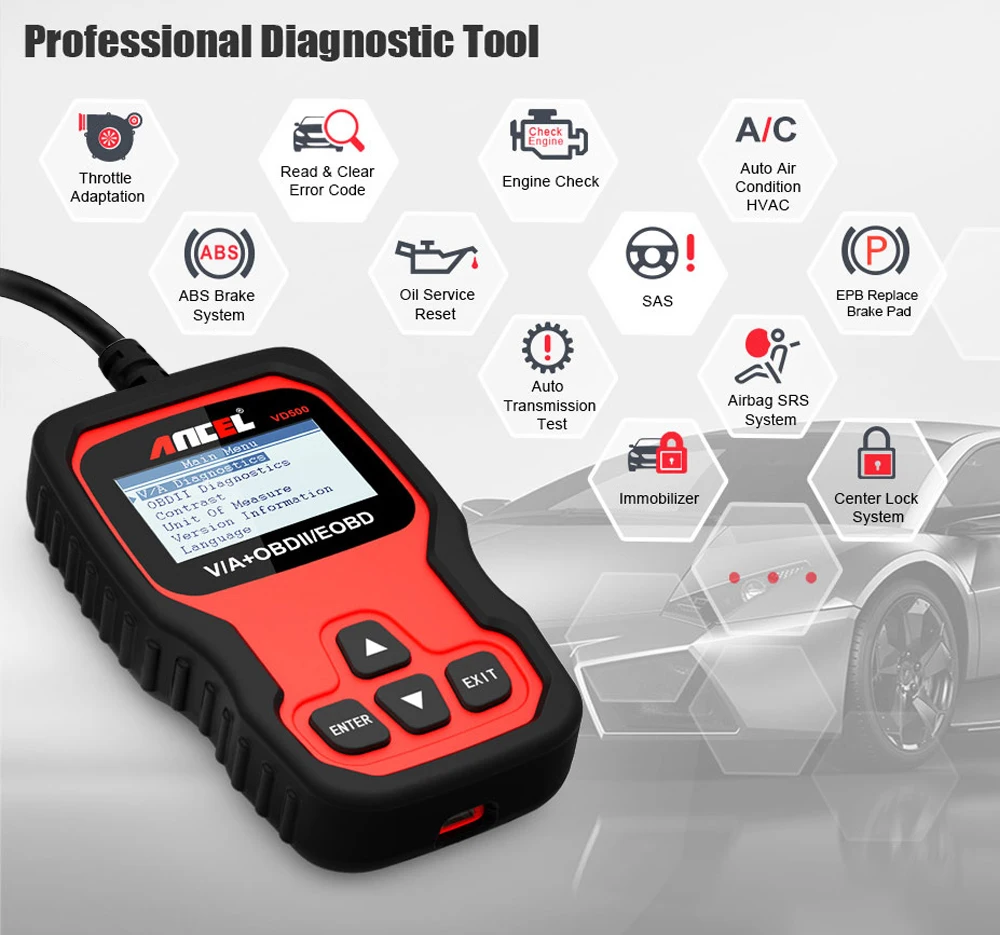 Ancel VD500 OBD2 Automotive Scanner Full System Code Reader Airbag EPB Oil Reset OBD Car Diagnostic Tools For VAG VW Audi Skoda