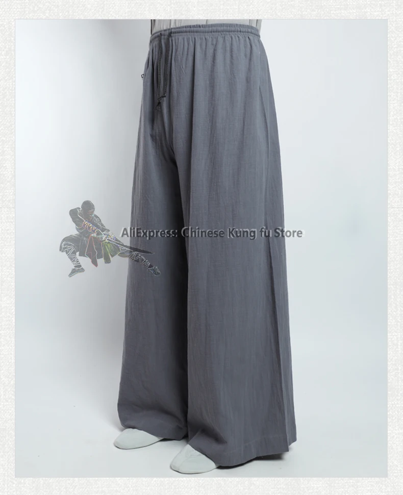 Soft Cotton Buddhist Monk Shaolin Kung fu Pants Wushu Tai Chi Training Trousers Buddhism Meditation Qigong Clothes