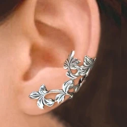 Huitan Vine Shape Ear Clip for Women Simple Stylish Female Daily Wearable Accessories Delicate Gifts Retro Earrings Jewelry