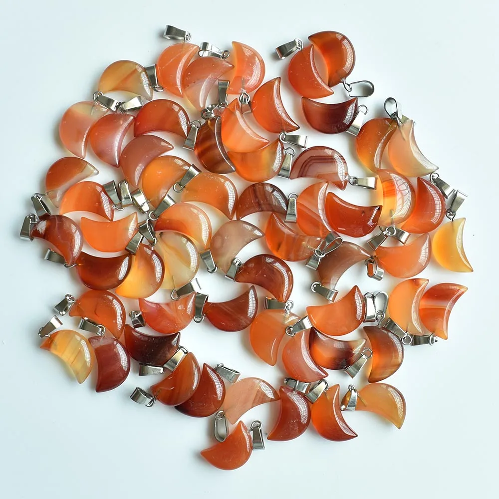Hochwertige, sortierte Anhänger in Halbmondform aus Naturstein für die Herstellung von DIY-Schmuck. Großhandel 50 Stück/Los kostenlos. – Detail 3