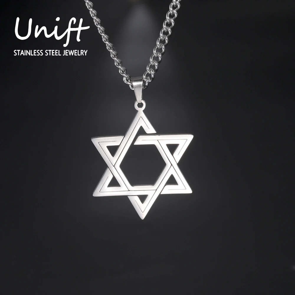 Unift Fashion Mogen David Pendant Necklace for Men Star of David Choker Vintage Religious Jewelry Israel Jewish Amulet Solomon