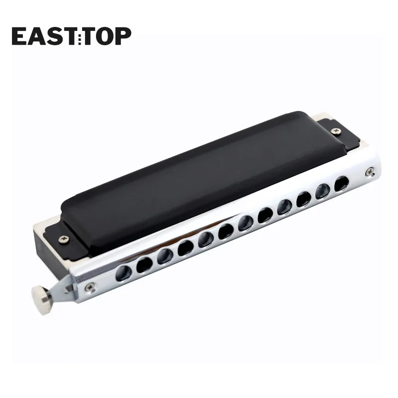 EASTTOP T1248K 12-Hole 48 Tones Chromatic Black Harmonica Key of C for Professional Player Students Beginner