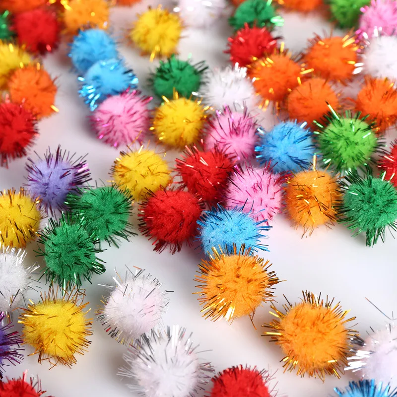 10/15/20/25/30mm Glitter Pompom Balls Furry Pompon DIY Crafts Pompones Furball Christmas Weeding Home Decor Sewing Materials 20g