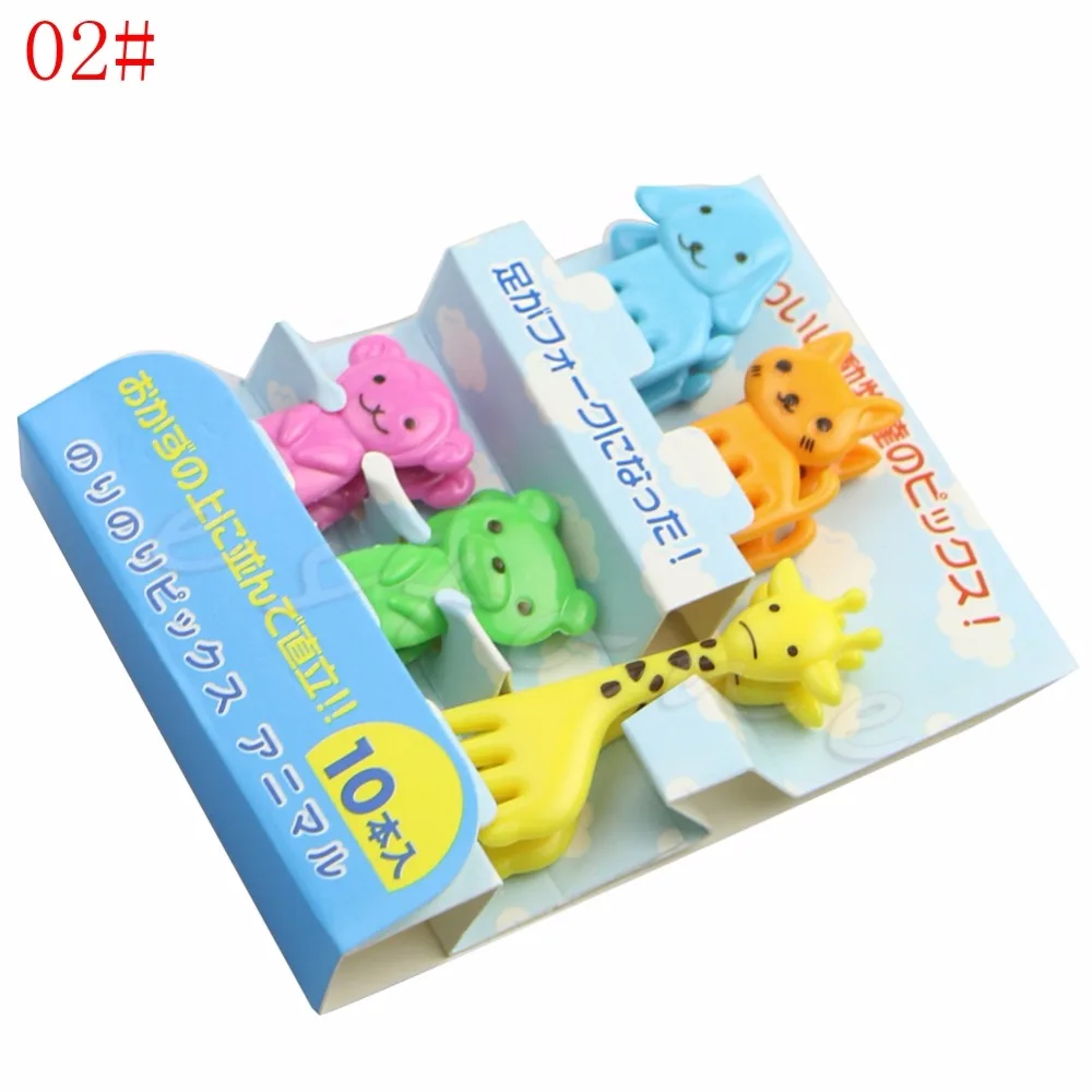 10Pcs Mini Kawaii Fattoria Degli Animali Del Fumetto Forchetta Frutta Stuzzicadenti Segno Pranzi Whosale & Dropship