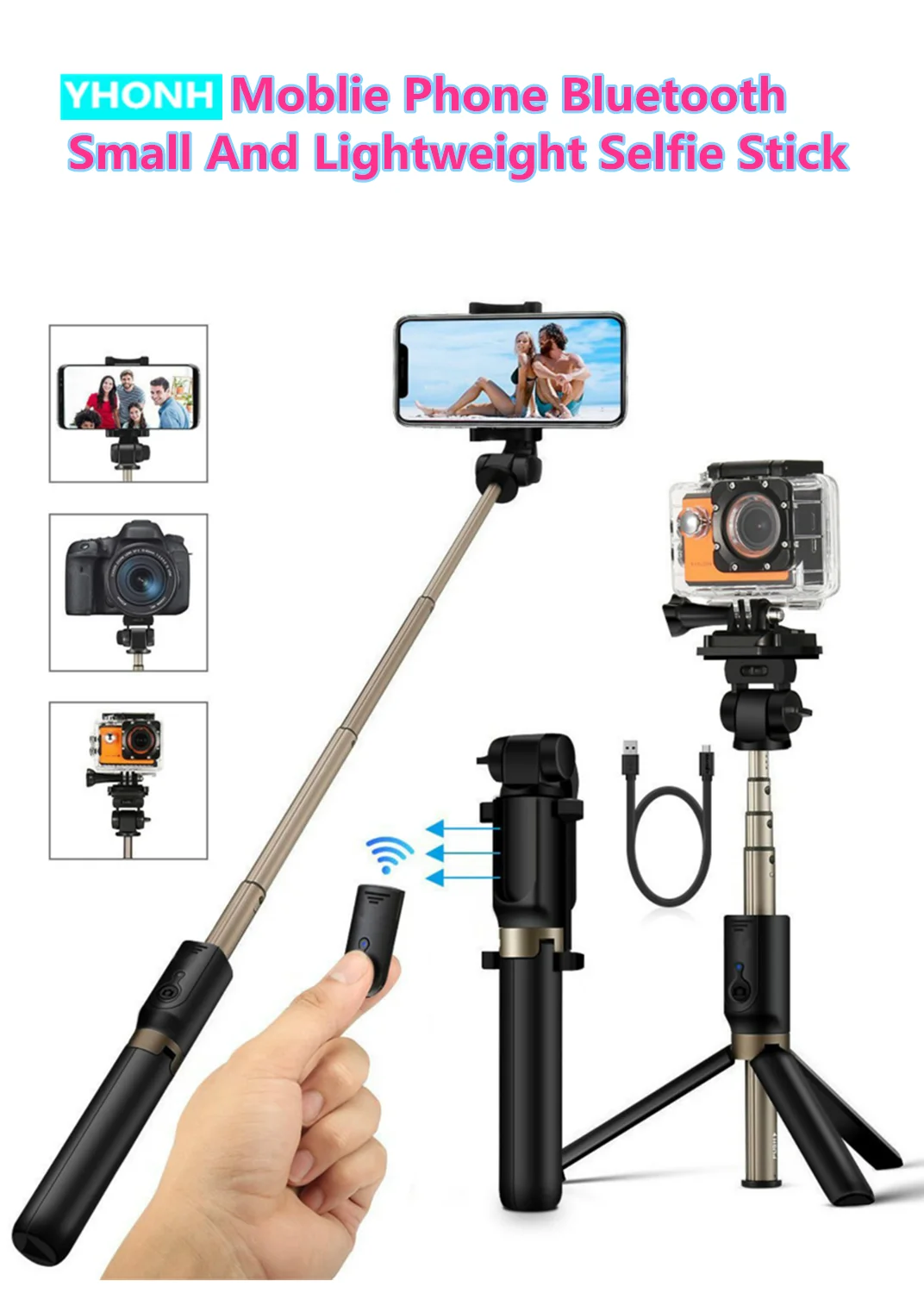 

Wireless Portable Integrated Tripod Selfie Stick Hidden Phone Brackets Bluetooth Self-timer Holder flexible tripode para movil