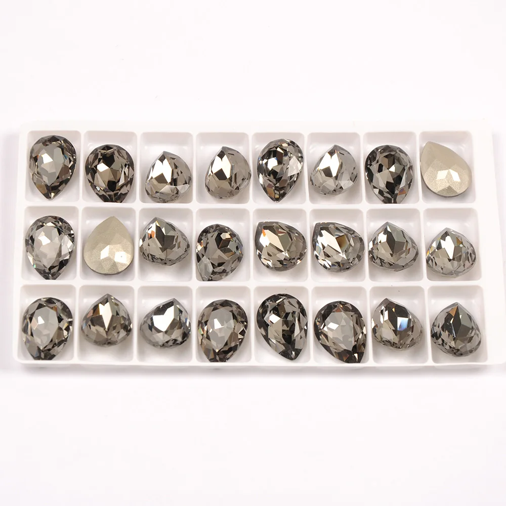 YANRUO 4320 Drop AAAAA Glas-Strasssteine mit Metallfassung, Applikationen für Kleidung zum Aufnähen, Kristall-Hochzeitskleid – Detail 17