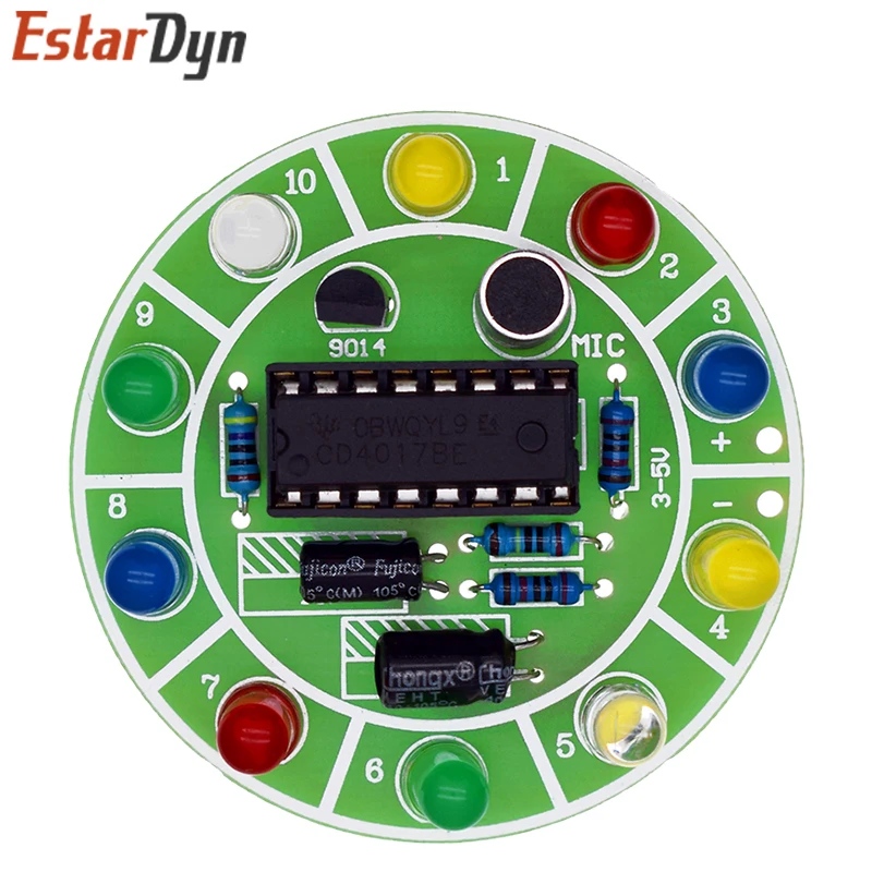 CD4017 colorful voice control rotating LED light kit electronic manufacturing diy kit spare parts student Laboratory