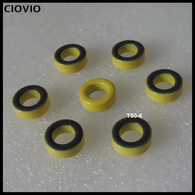 CIOVIO 20pcs T50-6 Carbonyl Iron Powder Toroidal Core RF Toroid HF HAM QRP Cores For RF Filters PFC Inductors Yellow Micrometals