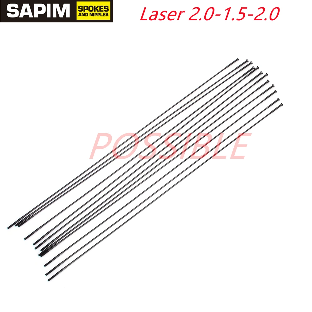 SAPIM Laser  Mountain Bikes  Lightweight Bicycle Spokes  Straight Pull Black  2.0-1.5-2.0mm 14G Road Spokes