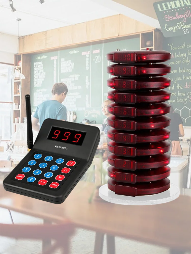 RETEKESS T119 Draadloos Restaurant Oproepsysteem Coaster Vibrater Buzzer Ontvanger 2-weg opladen voor Cafe Food Trucks - afbeelding 2