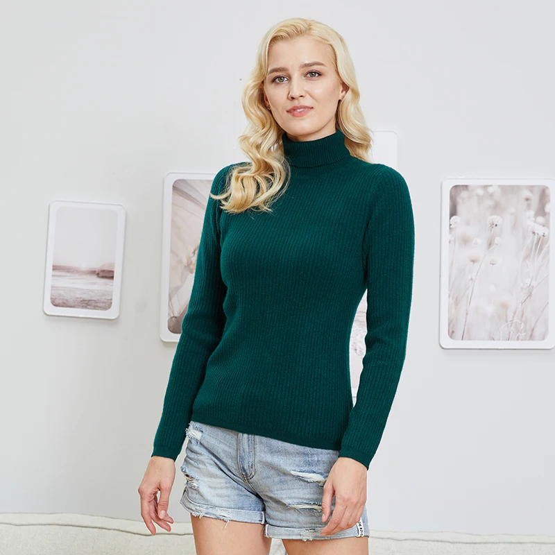 LONGMING 2021 Women Sweater Turtleneck 100% Merino Wool Autumn knitted Pullover Jumper Winter Warm Cashmere Sweaters Long Sleeve