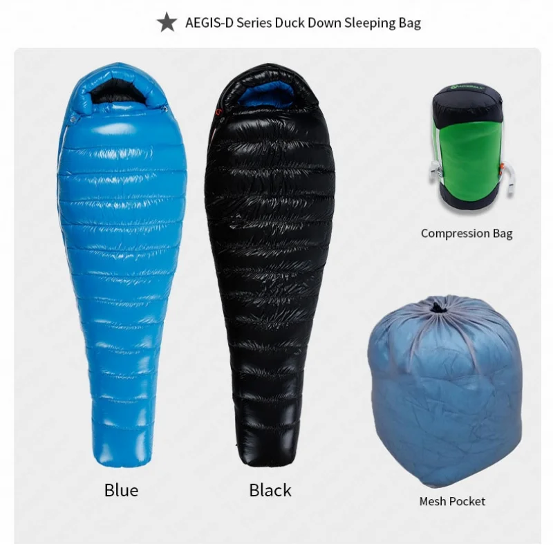 AEGISMAX New Duck Down Sleeping Bag 20D Nylon 650FP Outdoor Camping Thicken Splicing Warm Mummy Winter Nature hike Sleeping Bag