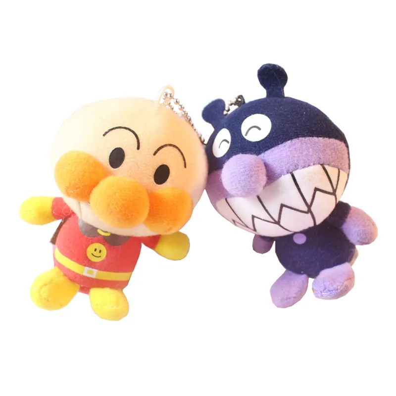 Cute Anime Anpanman Plush Keychain Baikinman Dokin Chan Plushie Kawaii Key Chain Kids Toys for Boys Girls Children Small Gifts