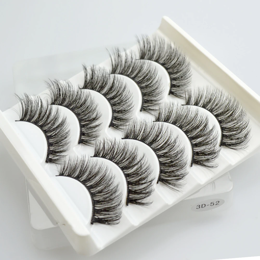 QSTY 5 Pairs 3D Mink Hair False Eyelashes Thick Curled Full Strip Lashes Eyelash Extension Fashion Women Eyes Makeup