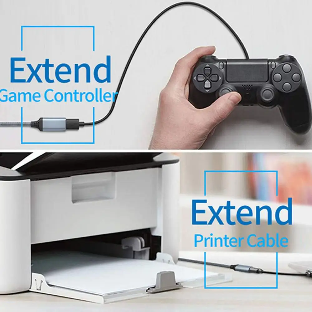Cable de extensión USB 3,0, extensor USB trenzado de transmisión de alta velocidad, macho a hembra, para ordenador portátil