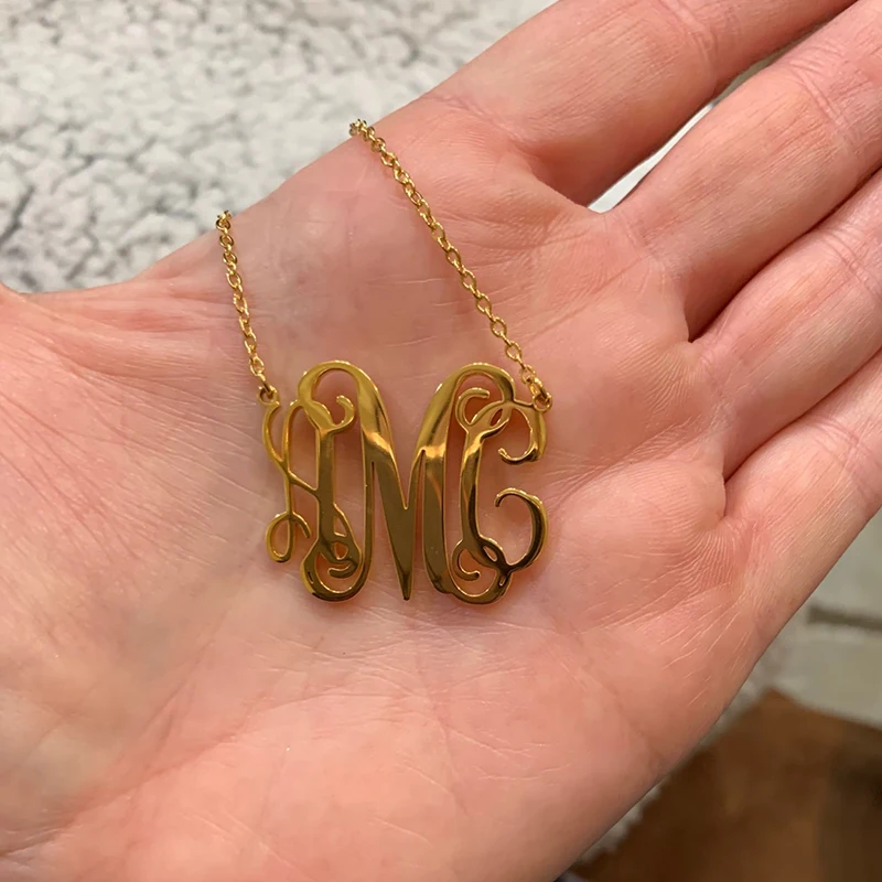 Custom Monogram Necklace For Women Initial Letter Necklace Pendant Stainless Steel Gold Color Choker Jewelry Gift Collar Femme