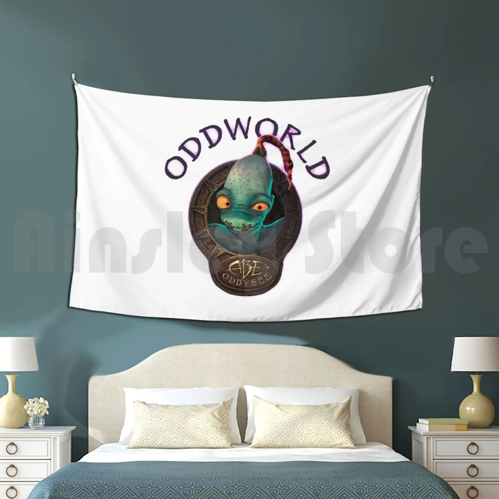 Abe's Oddworld Customized Tapestry Abes Oddworld Abe Abes Abes Exodus Oddysey Hello Follow Me Teleport