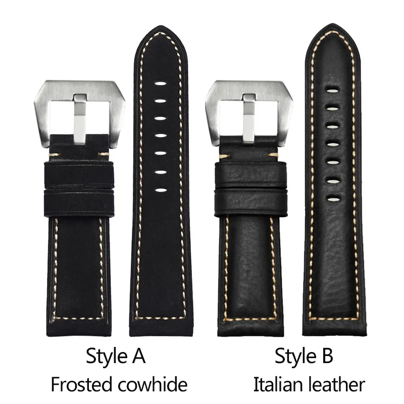 Cowhide Frosted Italian Leather Watchband for Casio PROTREK Series PRG-600/PRG-650/PRW-6600 Outdoor Sports Bracelet Strap 24mm