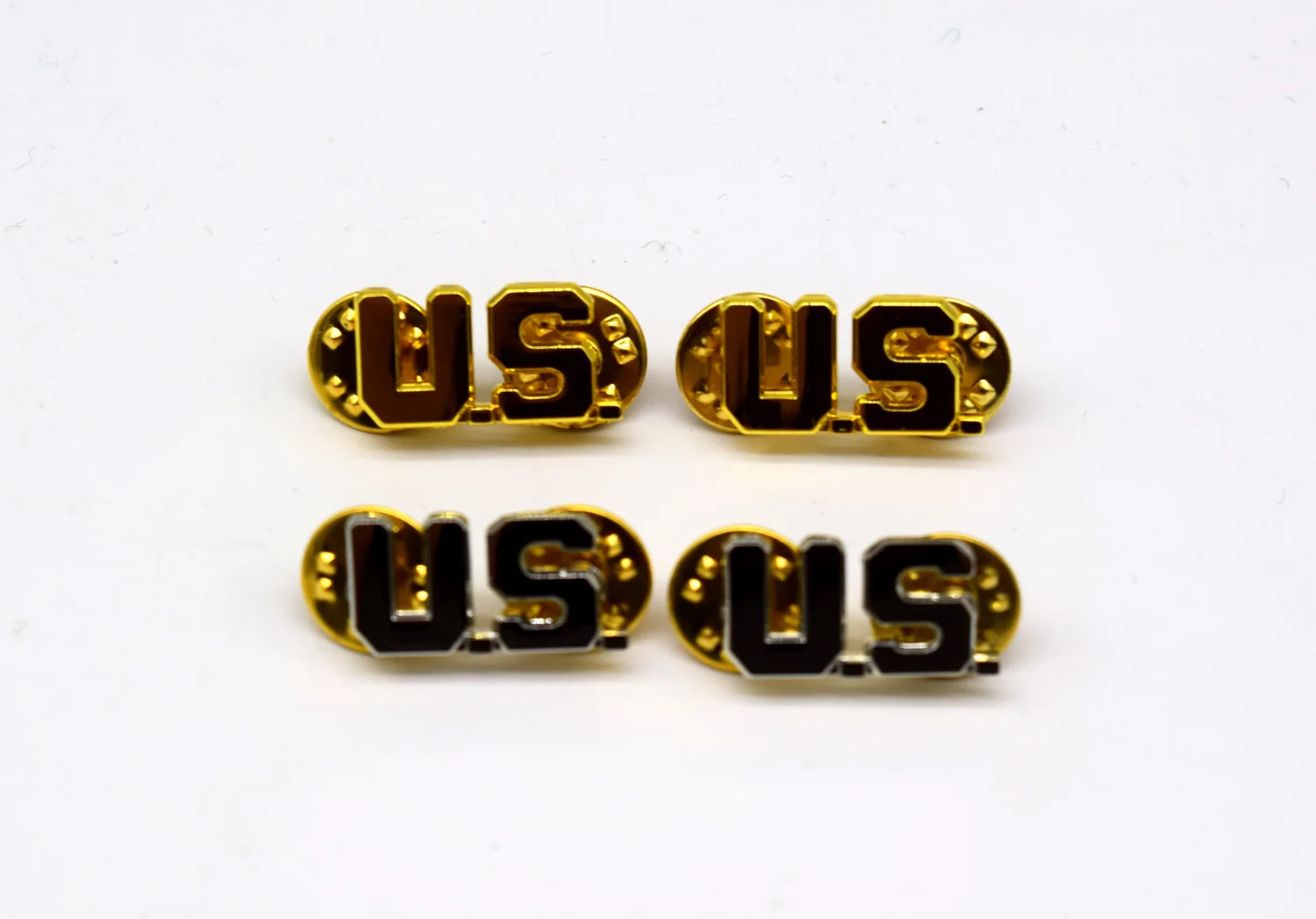 4PCS WWII US Army Officer Lapel U.S. Badge Insignia Gold+Siliver 　