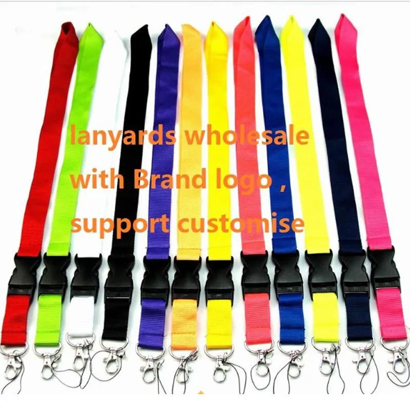 

Wholesale Hot 100pcs sport Blank Plain Key Lanyard Badge ID Card Holders Phone Neck Straps Hanging Rope Keyring Webbing