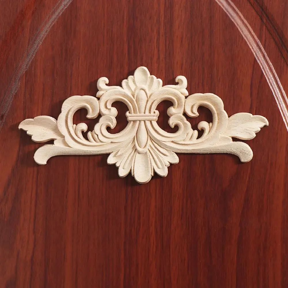 Unique Furniture Parts Natural Floral Corner Appliques Frame Woodcarving Decorative Wood Carved wooden Figurines Crafts