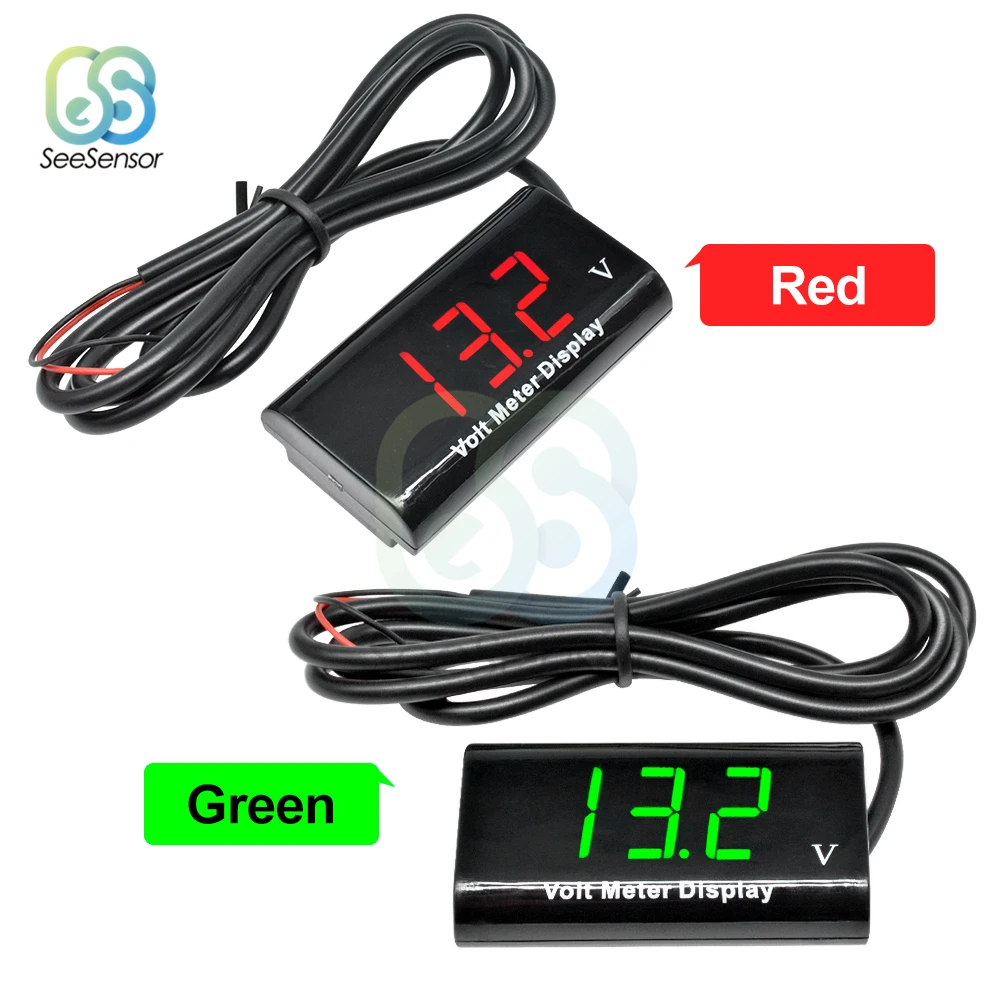 DC 12V Waterproof LED Digital Display Voltage Volt Gauge Voltmeter Voltage Indicator Monitor Detector Car Motorcycle Panel Meter